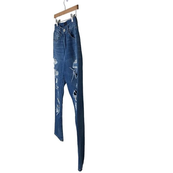 3X1 NYC  High Rise 5 Pocket Zip Up Distressed Jeans Size 26 - Picture 4 of 9